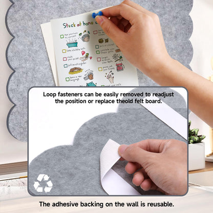 Felt Bulletin Board 24" x 18" Cork Board Alternative,Decorative Felt Pin Board Foldable Cork Boards for Walls Self-Adhesive Cork Board for Home Office Classroom Pin Board (Light Gray)