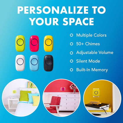 SadoTech Wireless Doorbell for Home - Battery Operated, 1000 Feet, Wireless Door Bell w/LED Flash, 1 push button + 1 receiver, Baby Blue