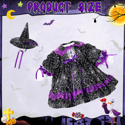 SilTriangle Halloween Witch Goose Outfit Set for 23'' Plastic Lawn Porch Goose Statue Clothes Witch Fancy Dress with Pumpkin Basket Halloween Costume for Outdoor Patio Yard Lawn Art Decor