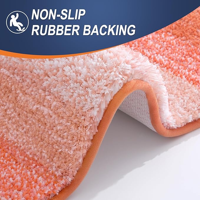 OLANLY Bathroom Runner Rugs Mat 47x17, Extra Soft Absorbent Microfiber Bath Rugs, Rubber Backing, Quick Dry, Washable Long Bath Mats for Bathroom Floor, Tub and Shower, Home Decor Accessories, Coral