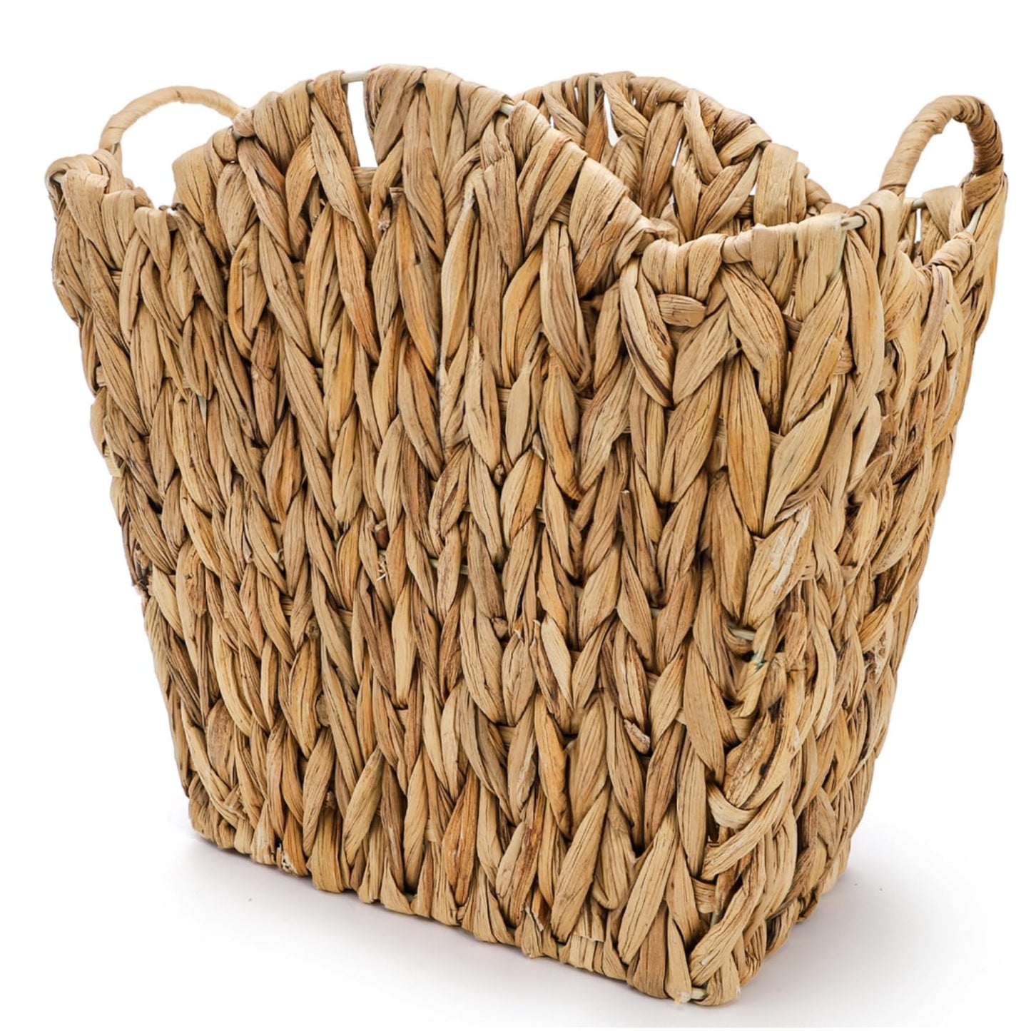 Eorbow Wicker Waste Basket, Handwoven Trash Can with Built-in Handles, Rattan Waste Bin for Bathroom, Water Hyacinth Garbage Storage Container for Bedroom Office Laundry Utility Room
