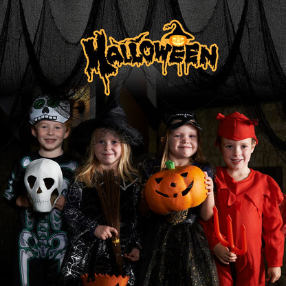 Yobbai 6 Pack Black Creepy Cloth - Halloween Decorations - 30x72 Inch Cotton Fabric - Spooky Fabric for Haunted House, Party, Outdoor or Indoor