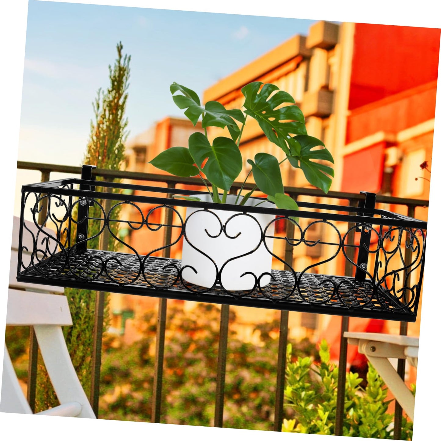 POPETPOP Hanging Window Plant Shelf Metal Flowerpot Rack Balcony Planters Railing Holder
