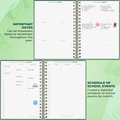 Clever Fox Teacher Planner Spiral – School Year Planner with Calendars & Lesson Plans – Teacher Plan Book for Classroom & Homeschool Organization - Undated, 7.9x10″ (Dark Green)