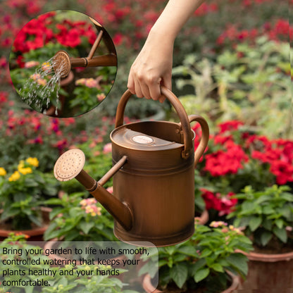 Gardenised 1 Gallon Metal Watering Can with Removable Long Spout & Sprinkler Head for Indoor & Outdoor Use Ideal for Garden Flowers Potted Plants Houseplants Modern Decorative Home Accessories, Bronze
