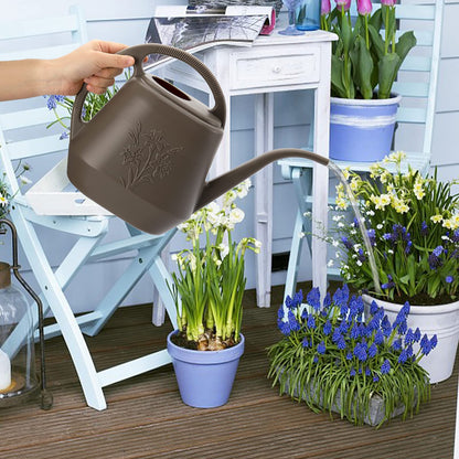 Fasmov 1-Gallon Plastic Watering Can with Comfortable Handle, Garden Watering Cans Long Spout for Indoor Outdoor Watering Plants, Gray