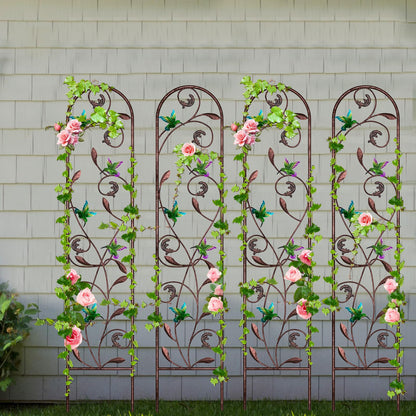 aboxoo Set of 4 Packs Hummingbird Metal Garden Trellis for Climbing Plants,Outdoor Decorative Flowers Arch Fence Trellis for Outdoor Patio,Garden,Yard,Backyard,Wall Brackets,60'' H x 11'' W