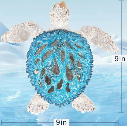 VVGIFTS Ocean Decor Sea Turtle Coral Reef Home Office Decor Sculpture Beach Coastal Tabletop Shelf Collection (Blue)