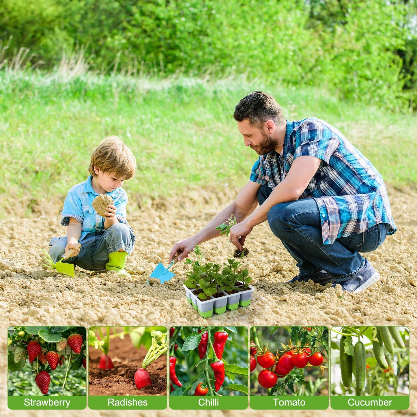 Backyard Expressions 5-Pack Silicone Seed Starter Kit – Reusable 60-Cell Planting Trays with Easy Push-Out Design for Indoor Garden Seedlings