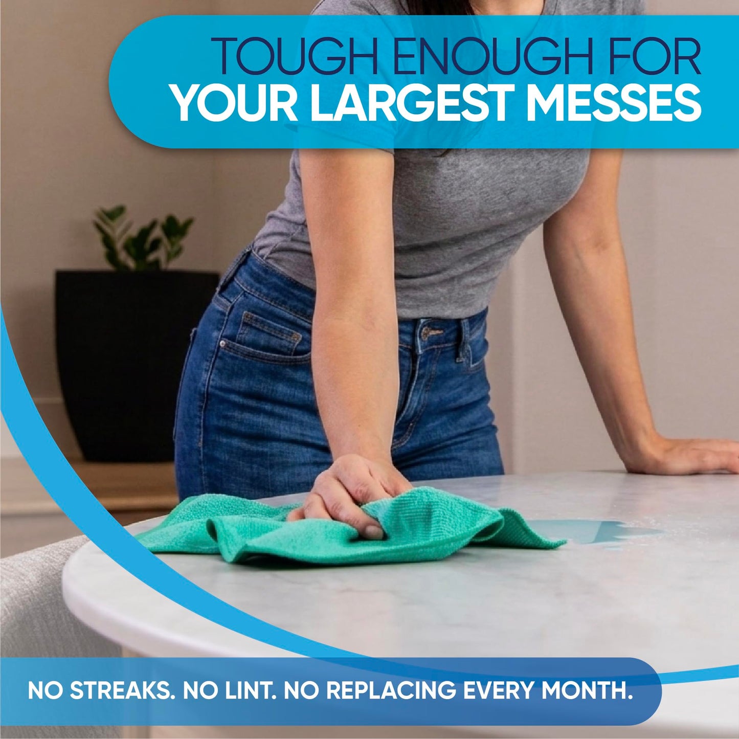 Microfiber Wholesale 16" x 16" All Purpose Towels - 50 Pack - Reusable Wash Cloths, Dust, Kitchen, Car, Shop Rags for Cleaning (Blue)