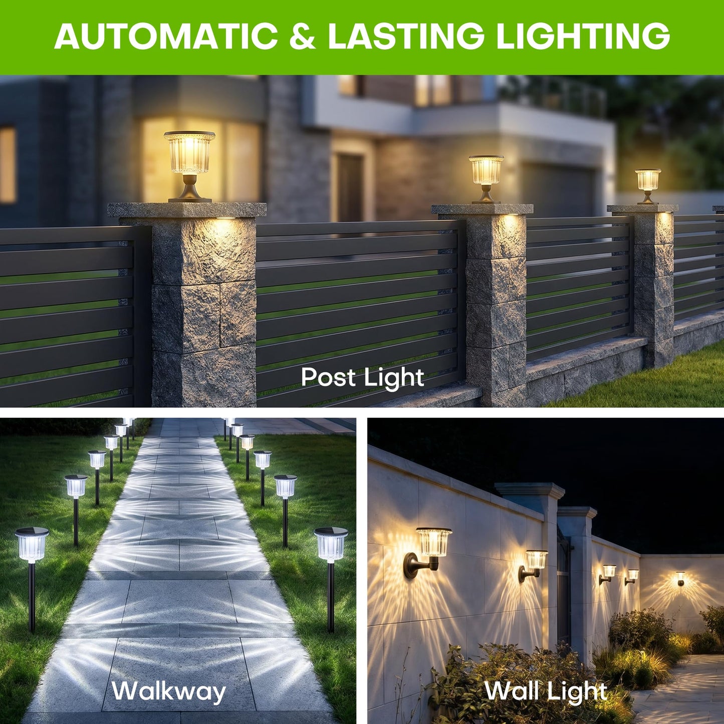 WERRMTH Super Bright Solar Pathway Lights 6 Pack, Adjustable Warm & Cold Solar Lights Outdoor Waterproof IP65, Auto On/Off, Outdoor Decor Light for Garden,Landscape,Path,Yard,Patio,Driveway