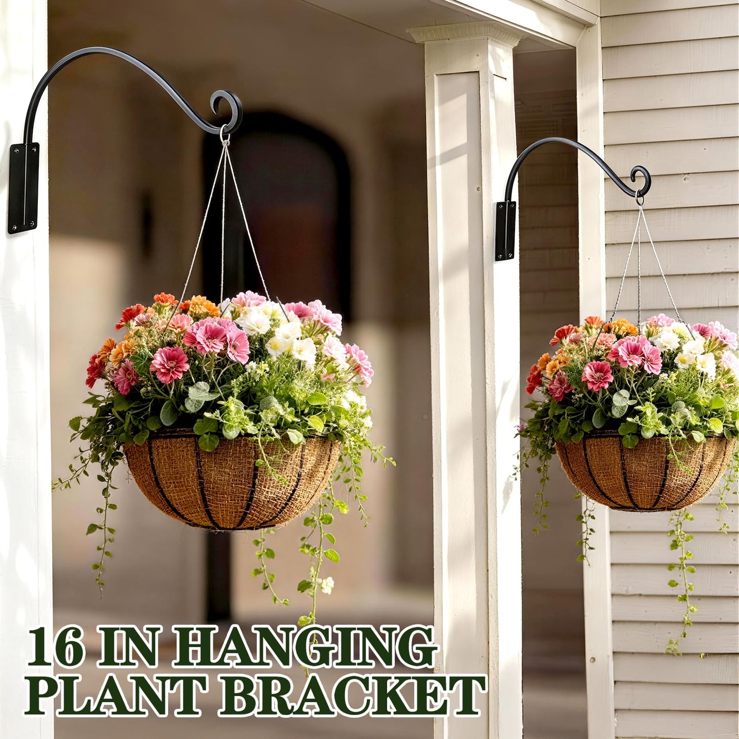 GESTONE 16 Inch 2 Pack Plant Hangers Outdoor,Plant Hanging Hook Bracket for Bird Feeder Hanger,Hanging Plant Hooks for Outside Baskets Lanterns Wind Chimes Outdoor Indoor