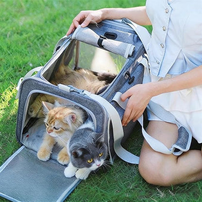 Pet Carrier Bag for Cats & Small Dogs, Airline Approved Travel Cat Carrier with Mesh Windows, Shoulder Strap & Removable Mat, Foldable Design for Home & Outdoor Trips