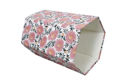 3.3 Gallon Cotton Hand Block Printed Paper Waste Basket |Small Decorative Trash Can for Housewarming Gifts in Living Room, Bedroom, Bathroom | Eco-Friendly, Plastic-Free (1, Green Pink Sun FLOWAR)