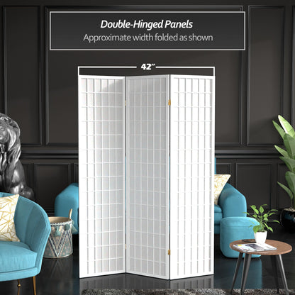 Red Lantern 6 ft. Tall Window Pane Shoji Screen - White - 3 Panels