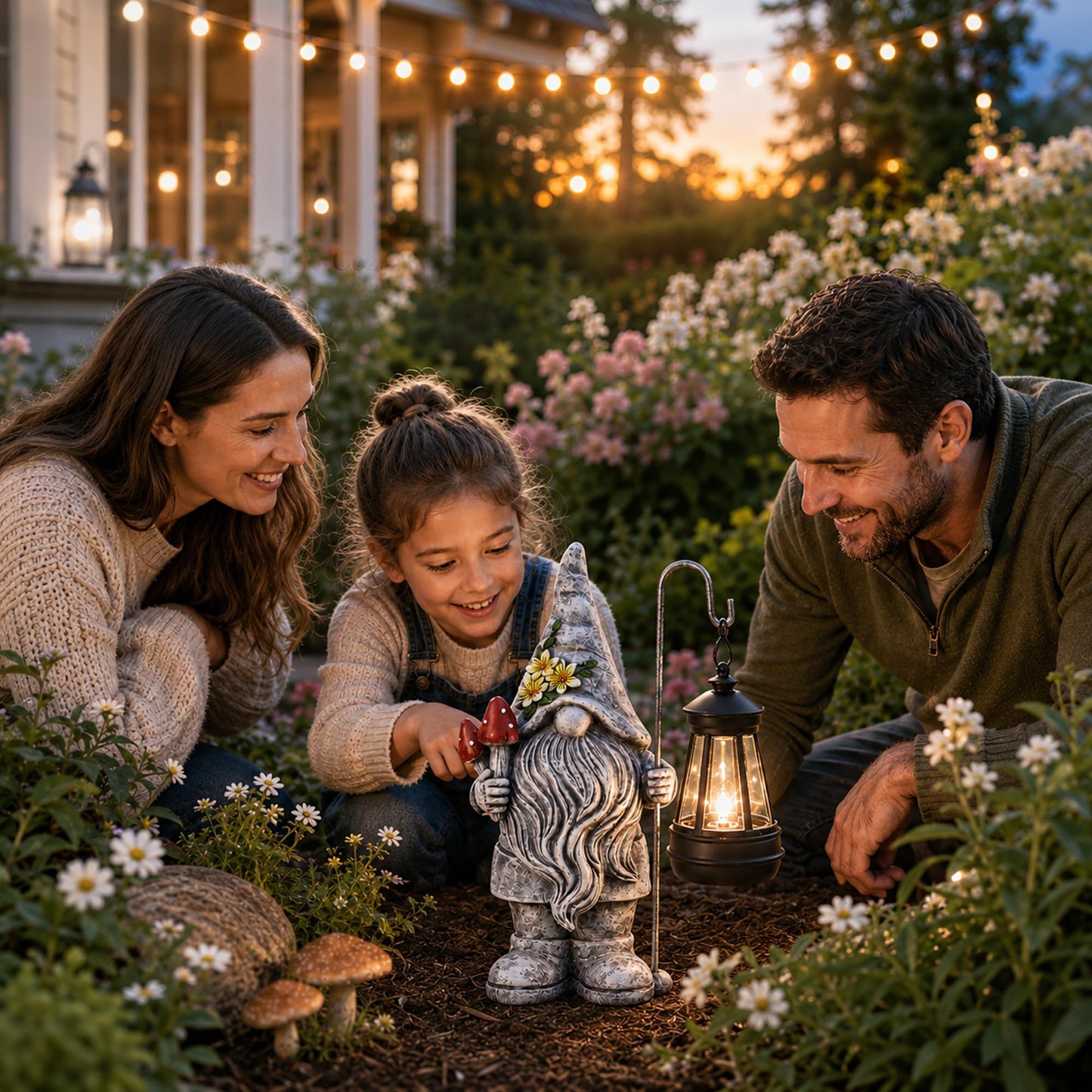 Acgarten Garden Gnome Statue with Lantern: Outdoor Waterproof Sculpture