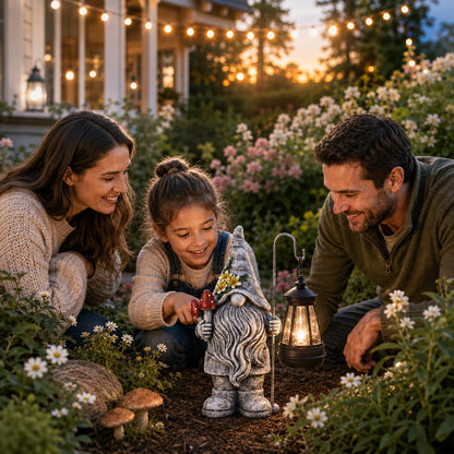 Acgarten Garden Gnome Statue with Lantern: Outdoor Waterproof Sculpture