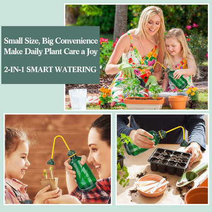 Reallnaive 1/2 Gallon Long Spout Watering Can Set for Indoor & Outdoor Plants – Includes Spray Bottle, Squeeze Bottle, Watering Globes & Soil Moisture Meter for Garden & House Plants(Mint Green)