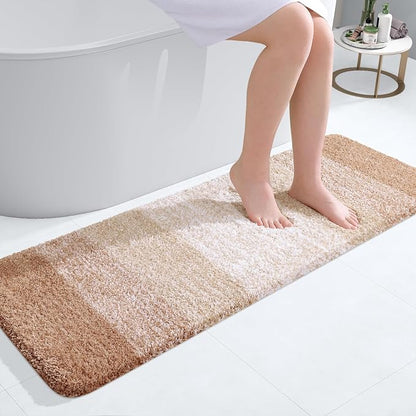 OLANLY Bathroom Runner Rugs Mat 47x17, Extra Soft Absorbent Microfiber Bath Rugs, Rubber Backing, Quick Dry, Washable Long Bath Mats for Bathroom Floor, Tub and Shower, Home Decor Accessories, Beige