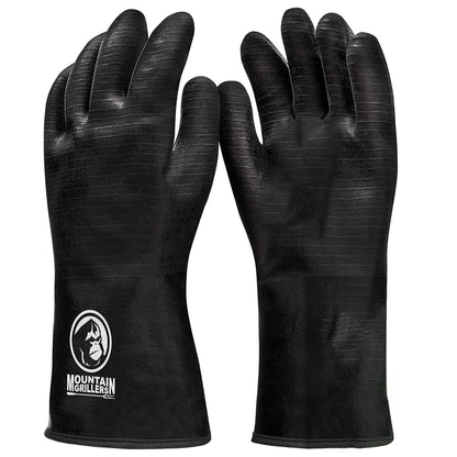 Mountain Grillers Extreme Heat Resistant Gloves for Grill BBQ High Temperature Fire Pit Gloves Barbecue Cooking, Smoker, Oven, Fryer, Grilling Waterproof, Fireproof Oil Resistant Neoprene Coating 14in