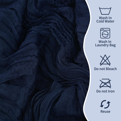 HNPSTBNO 50 PCS Cheesecloth Chair Sashes, Bows Designed ChairSashes, 15.7x70 inch Chair Sashes for Aisle Decorations Universal Chairs Cover Decoration for Wedding Reception Party Banquet (Navy Blue)
