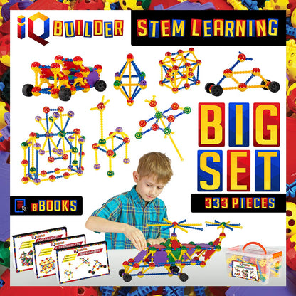 IQ BUILDER | STEM Learning Toys | Creative Construction Engineering | Fun Educational Building Blocks Toy Set for Boys and Girls Ages 5 6 7 8 9 10 Year Old + | Best Toy Gift for Kids | Activity Game