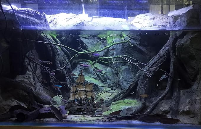 M2cbridge Aquarium Decor Castle Shipwreck Ornament Underwater Landscape(Galleon)