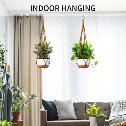 IDEEEPAN Macrame Plant Hanger - Fits 6 to 15 inches Pots for Indoor Outdoor, 43 Inch, Set of 2, Brown (POTS NOT Included)