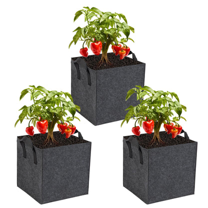 FVOTNW 3-Pack 1 Grids Fabric 7 Gallon Grow Bags, 1x1x1ft Thickened 400G Nonwoven Fabric Raised Garden Beds with Handles - Indoor Outdoor Planters for Vegetables, Herbs, Flowers