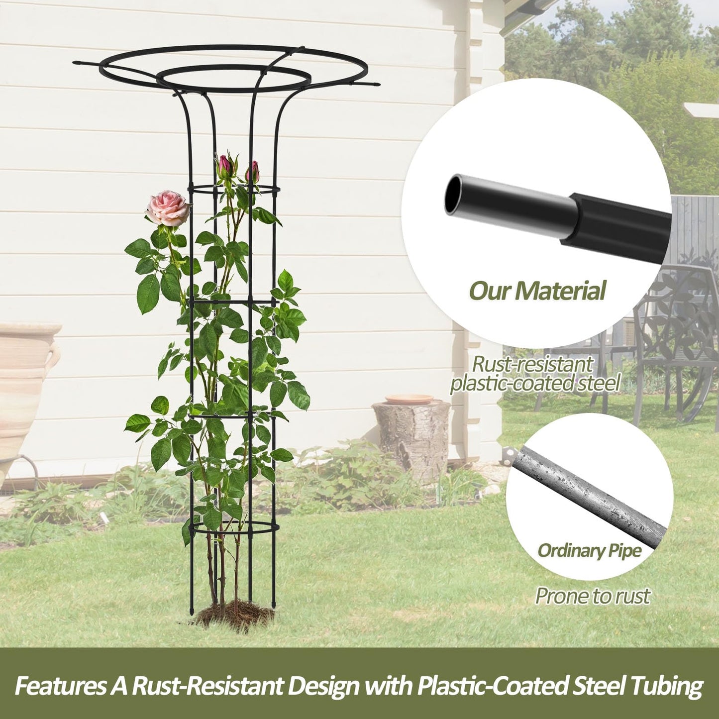 Trellume Trellis for Climbing Plants Outdoor - 69"(H), Expandable and Rust-Proof Metal Plant Support, Easy Installation, Garden Trellis for Potted Roses, Vines, Jasmine(2 Pack)