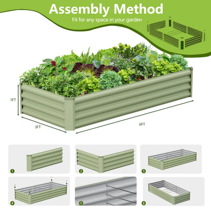 Ayen Guard 2PCS 6x3x1FT Galvanized Raised Garden Bed, Galvanized Planter Raised Garden Boxes Outdoor, Large Metal Raised Garden Beds for Vegetables-Green