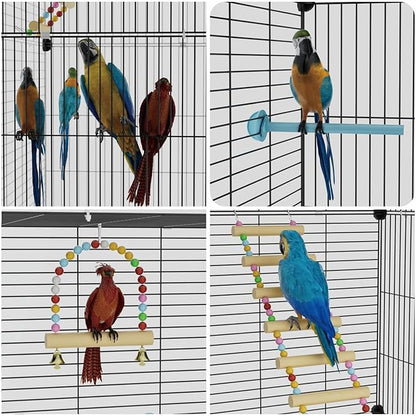 STILLCOVE Medium Flight Bird Cage, Black Parakeet Cages with Rolling Stand & Wheels, Wide Birdcage for Parrots Cockatiels Conure Budgie Canary Finch Lovebird