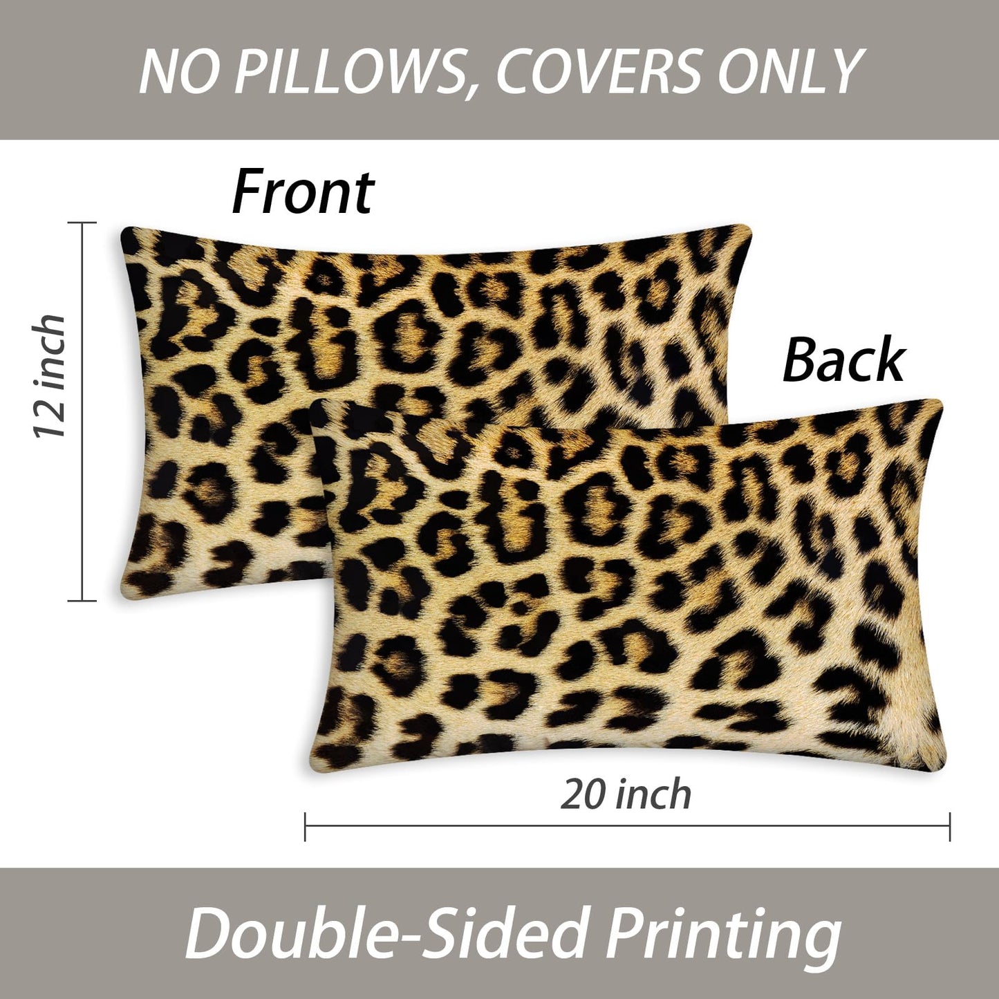 Kerton Stork Cheetah Throw Pillow Covers 12X20 Set of 2, Leopard Lumbar Decorative Throw Pillows for Couch Bed- Long Soft Washable Animal Print Throw Pillow Cases for Sofa Bedroom Dorm, Black Yellow