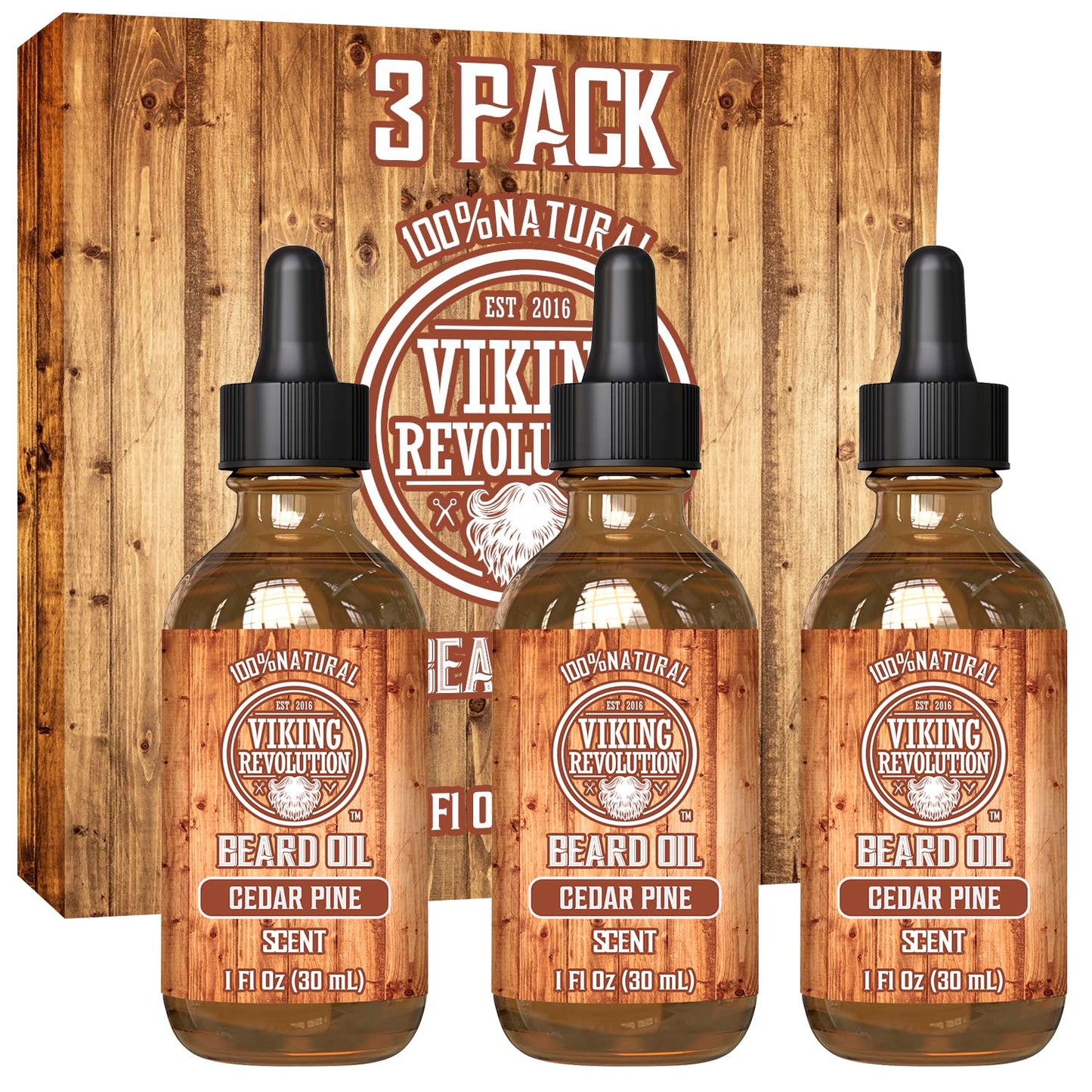 Viking Revolution Sandalwood Beard Oil for Men - Natural Mens Beard Oil with Argan Oil and Jojoba Oil - Beard Softener, Strengthens and Moisturizes - Beard Conditioner for Men (Sandalwood, 1 Pack)