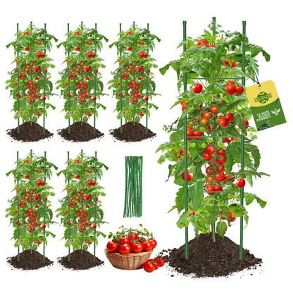 Tomato Cages,6 Pack MQJIAZHI 51.2inch Adjustable - Rust-Proof Tool-Free Trellis for Raised Garden Bed & Climbing Plants