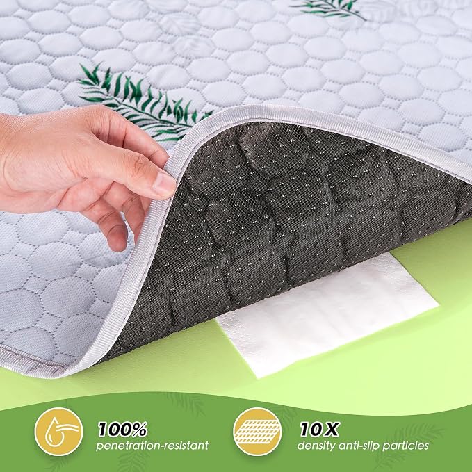 WanpeeGoo Washable Pee Pads for Dogs, 2Pack Reusable Puppy Pads, Super Absorbent & Leakproof Dog Pads, Anti-Slip Dog Pee Pads for Puppy Training & Incontinence, Leaf Pattern 32"x52"