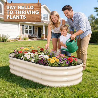 1MORE Galvanized Raised Garden Bed- Planter Garden Boxes Outdoor, Raised Beds for Gardening, 4x2x1ft Metal Garden Bed Kit for Vegetables Flower, Planter Raised Beds with Tools.White-2pack