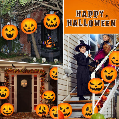 Retisee 20 Pcs 8 Inch Halloween Pumpkin Paper Lantern Halloween Jack O Lantern Paper Lantern Orange Pumpkin Lantern for Halloween Party Halloween Pumpkin Hanging Paper Lantern for Indoor Outdoor Decor
