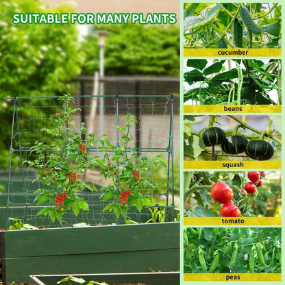 OTOSUNNY Cucumber Trellis for Raised Garden Bed, Garden Trellis for Climbing Plants Outdoor, A Frame Trellis Metal Climbing Plant Support Vine Vegetable Tomato Pole Bean Pea Trellis, 50x48 inch, Green
