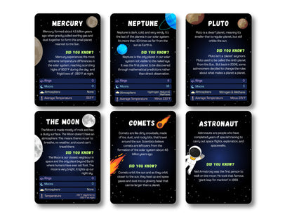 Solar System Flash Cards Educational Teaching Science Children Kids, Planets Solar System Cards, Fun Facts