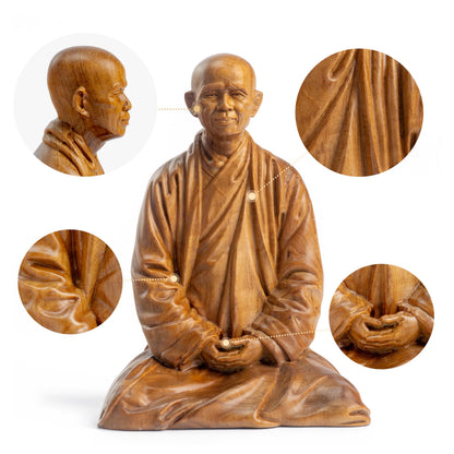 DAISYCRAFTVN Zen Master Thich Nhat Hanh Buddha Statue, Wooden Meditation Accessories, Feng Shui Decor, Zen Spiritual Gifts, Home and Altar Decoration, Buddha Room and Indoor Decor