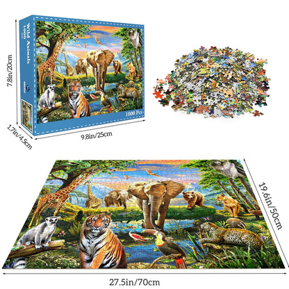 1000 Pieces Puzzles for Adults, Animal World Jigsaw Puzzle Challenging Night Game, Interlock Perfectly No Dust, for House Decoration, Birthday Party Holiday