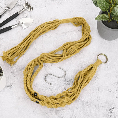 M METERXITY 2-Pack Macrame Plant Hanger, 41 Inch Hand Woven Hanging Basket Holder Handmade Cotton Rope Plant Net Pocket with 1 Net for Balcony Decor/Farmhouse Home Decor/Indoor Plants[Khaki]