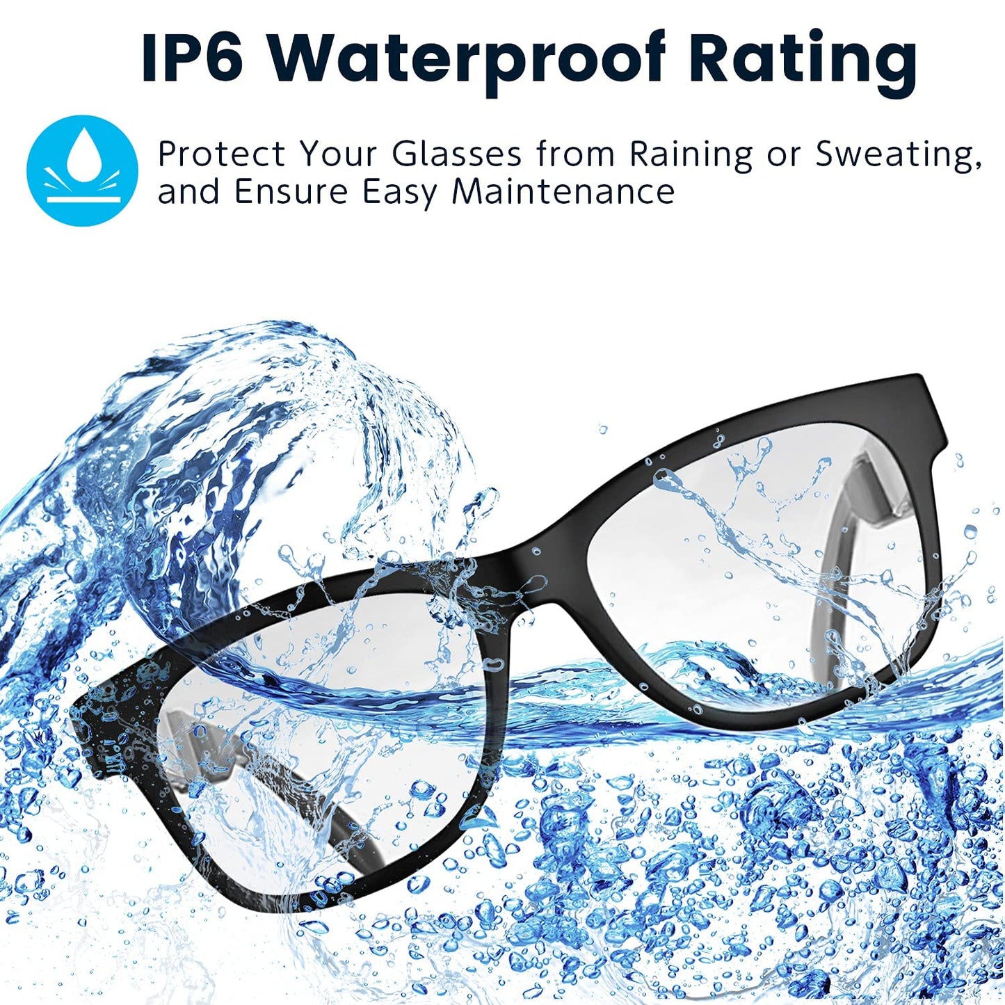Bone Conduction Glasses, Open-Ear Headphones Bluetooth, Photochromic Sunglasses Anti Blue Ray, IP6 Waterproof Audio Glasses, Hand-Free Calling and Music, Smart Glasses for Women and Men