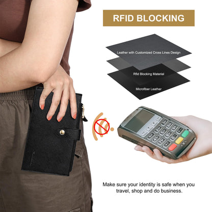 Travelambo RFID Wallet Women Large Size Bifold Multi Card Wallet Case with Zipper Pocke Credit Card Holder for Women