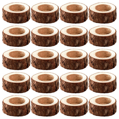 Lawei 20 Pack Wooden Tealight Candle Holder, Wood Votive Tealight Holder Tealight Candlestick for Wedding Party Birthday Holiday Decoration