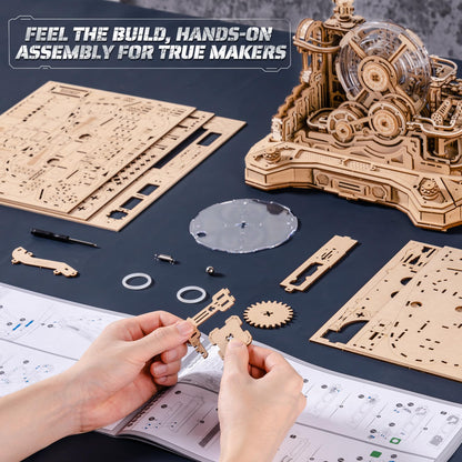 ROBOTIME 3D Wooden Puzzles Marble Run Set - 3D Puzzles for Adults-Mechanical Model Kit for Adults - Model Building Kits - Space/STEM/Engineering Gift