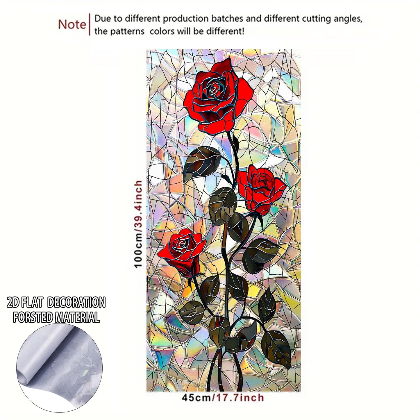Nuxovilar Gothic Halloween Window Film, Dark Style Red Rose Halloween Window Films Decorations 17.5 × 39.3 Inch, Windows Film Decorations for Festival Celebration