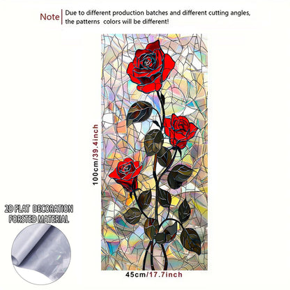 Nuxovilar Gothic Halloween Window Film, Dark Style Red Rose Halloween Window Films Decorations 17.5 × 39.3 Inch, Windows Film Decorations for Festival Celebration