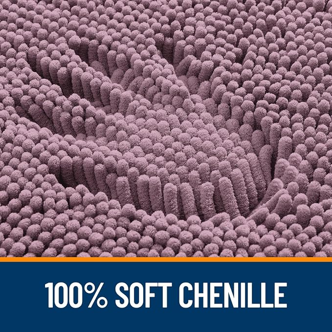 OLANLY Toilet Rugs U-Shaped 24x24, Extra Soft Absorbent Chenille Contour Bathroom Rugs for Toilet, Dry Quickly, Machine Washable, Non-Slip Bath Mat, Deep Plum